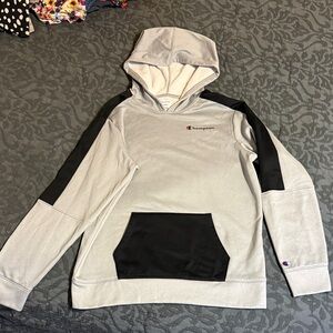 Champion Boys Light Gray and Black Champion Hoodie